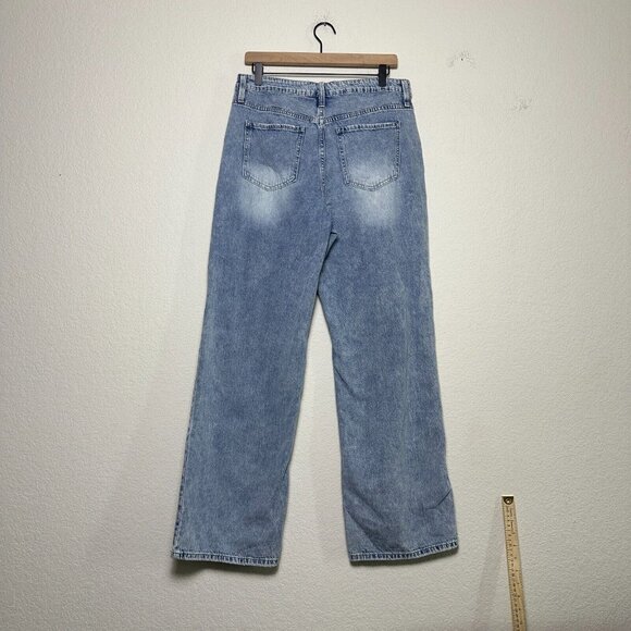 YMI Jeans Relaxed Wide Leg Womens 9/29 Blue Light Wash Petite Low Waist Denim - Picture 1 of 16